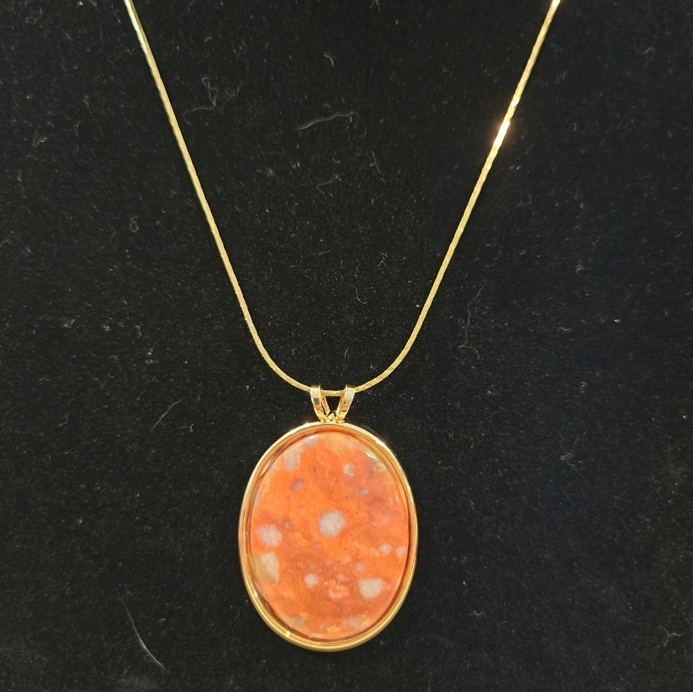 Elegant Gold and Orange Colored Pendant Necklace